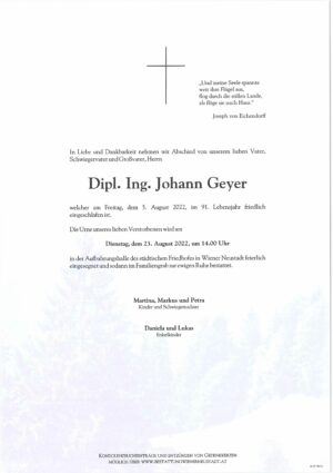 Portrait von Dipl. Ing. Johann Geyer