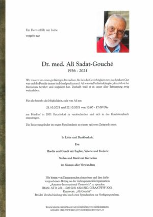 Portrait von Dr. med. Ali Sadat-Gouche