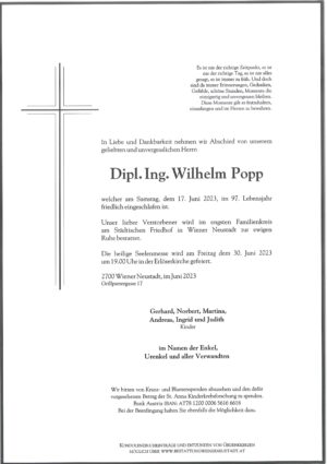 Portrait von Dipl. Ing. Wilhelm Popp