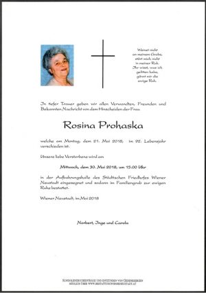 Portrait von Rosina Prohaska