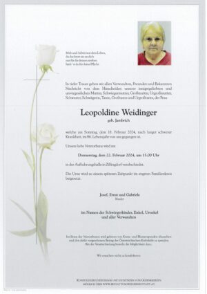 Portrait von Leopoldine Weidinger